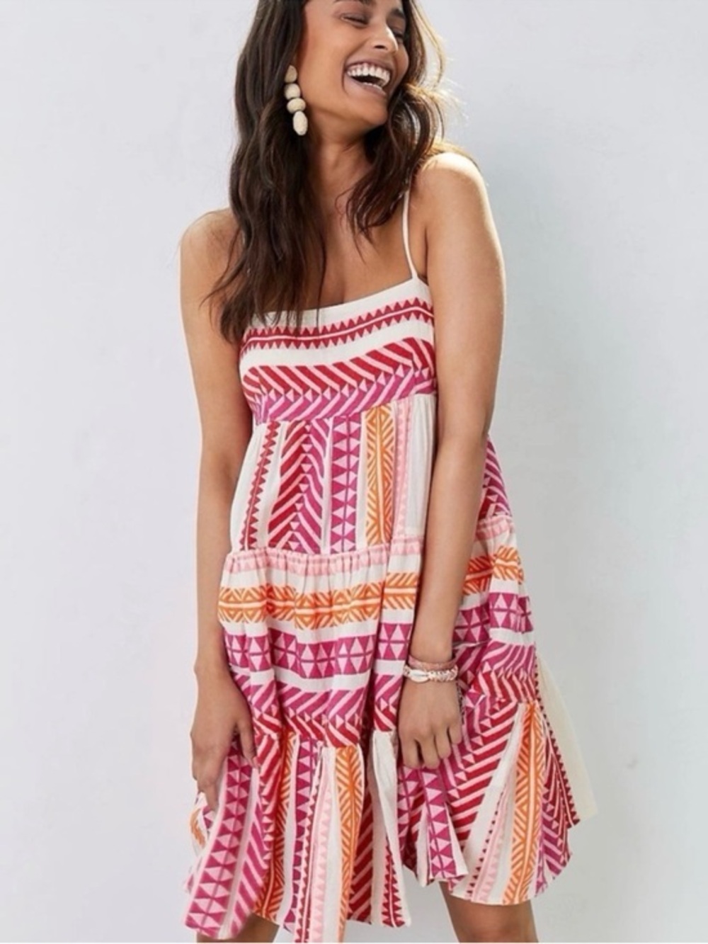 Anthropologie x Devotion Twins Lilou Boho Aztec Swing Dress Size Lg NWT